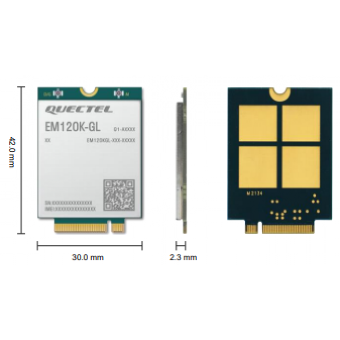 Quectel EM120K-GL M.2 modul LTE-A IoT/M2M DL 3xCA Cat 12 Module global 600Mb downlink / 150Mb uplink - Obrázek 2