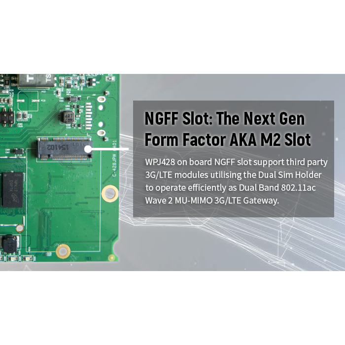 WPJ428 Multi-function IPQ4028 Embedded Board, 710MHz CPU / 2x GE Port / Dual Band 802.11ac Wave 2, LTE Gateway – Bild 7