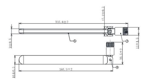 Wallys 524 WiFi 7 DR2G6G5D001 2,4 5 6 7 GHZ tri-band OMNI antenna 802.11ax/be , 5dBi, rSMAconnector, indoor - Obrázek 2