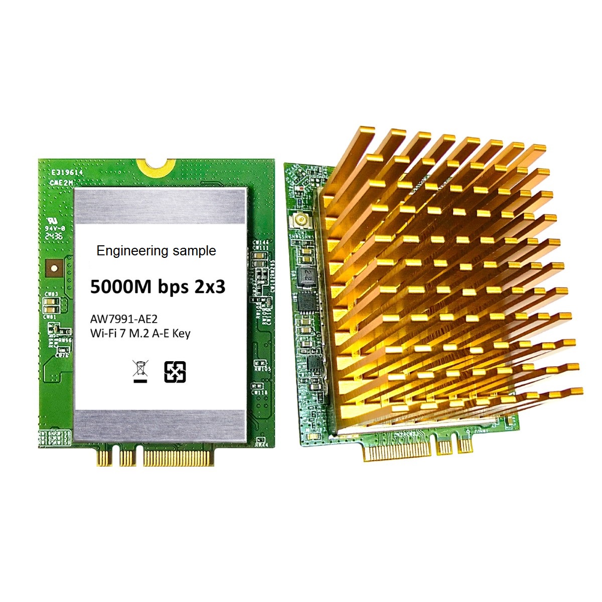 524 WiFi 7 BE5000 802.11be Dual Bands Dual Concurrent DBDC G-band 2T2R and A-band 3T3R 2ss Advanced M.2 AE Key Card mt 7991-AE2, MediaTek MT7991 AV, for 524wifi.com – Bild 3