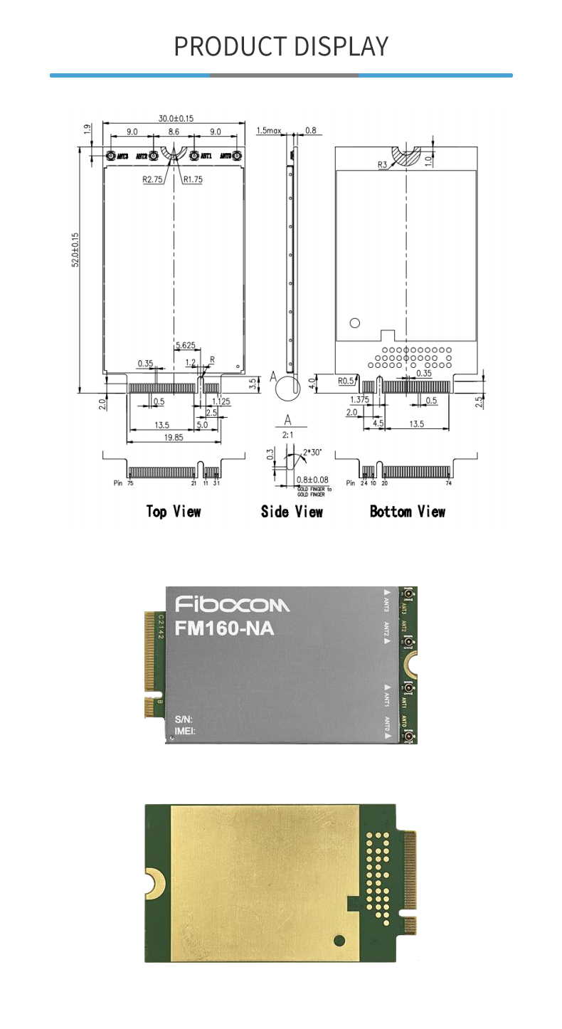 Qualcomm SDX62 FIBOCOM FM160-NA-01 LTE Advanced 5G NR Sub6 M.2 data module with 3GPP Release 16 – Bild 2