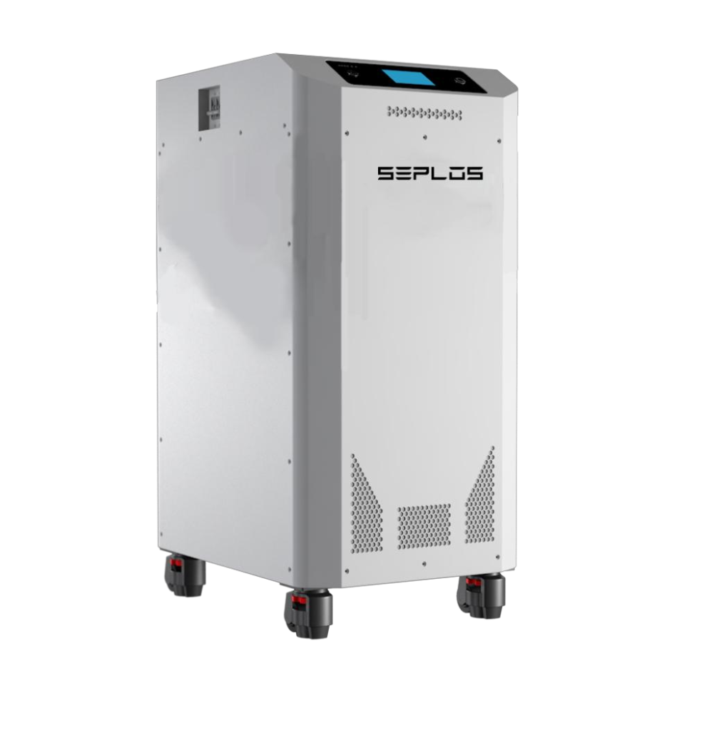 SEPLOS MASON-560L-N – schräge Vorderansicht des 32-kWh-Batterieschranks