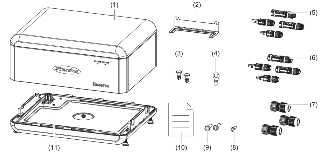 Fronius Reserva Pro BMS mit Basis, Winkel, Steckern und Befestigungsteilen